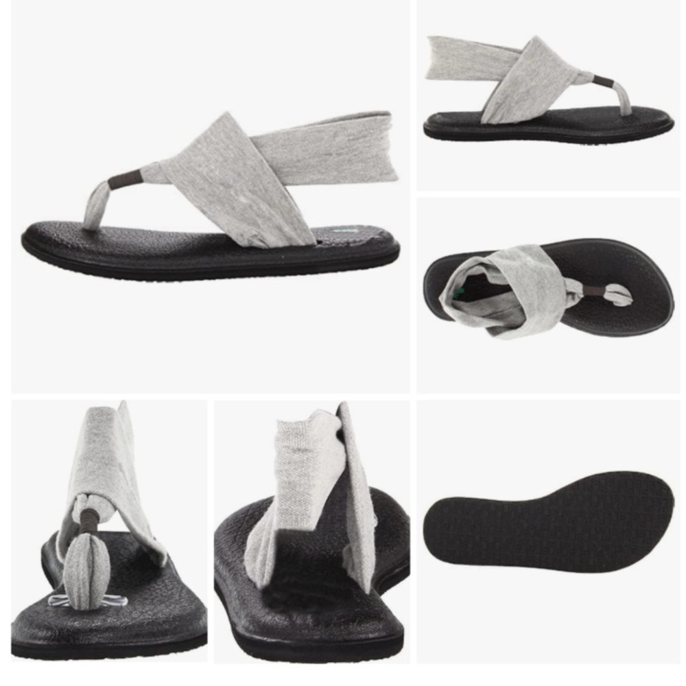 Sanuk Gray Yoga Sling 2 Yoga Mat Thong Slingback Sandals Flip-Flops Comfort Sz 8 - Picture 4 of 12